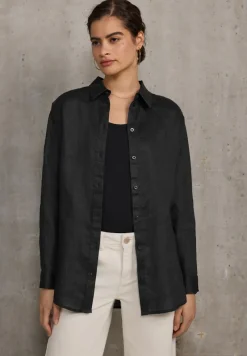STREET ONE STUDIO Blusen*Leinen-Hemdbluse Black