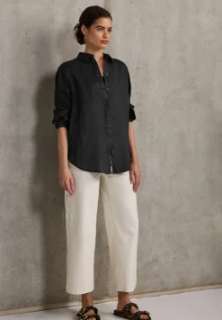 STREET ONE STUDIO Blusen*Leinen-Hemdbluse Black