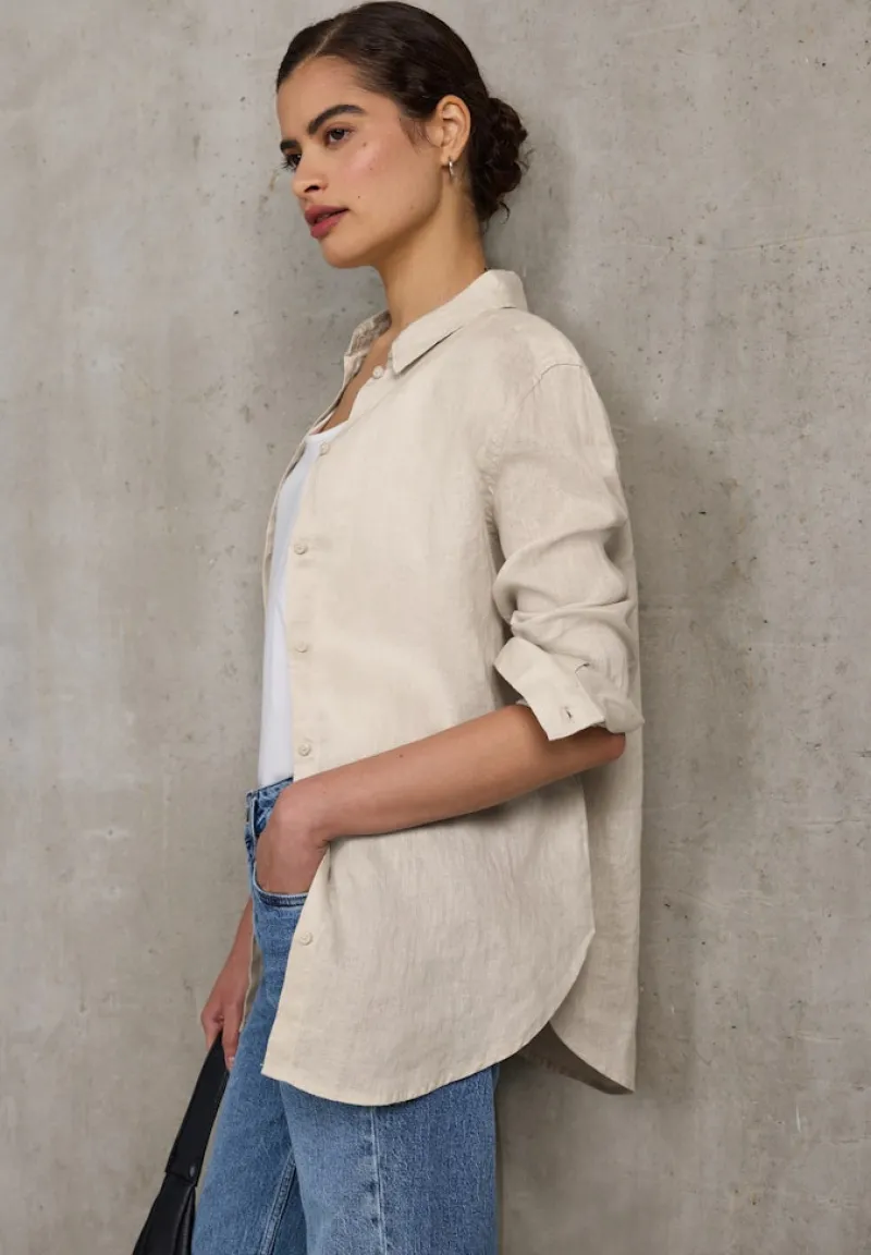 STREET ONE STUDIO Blusen*Leinen-Hemdbluse moonstone sand