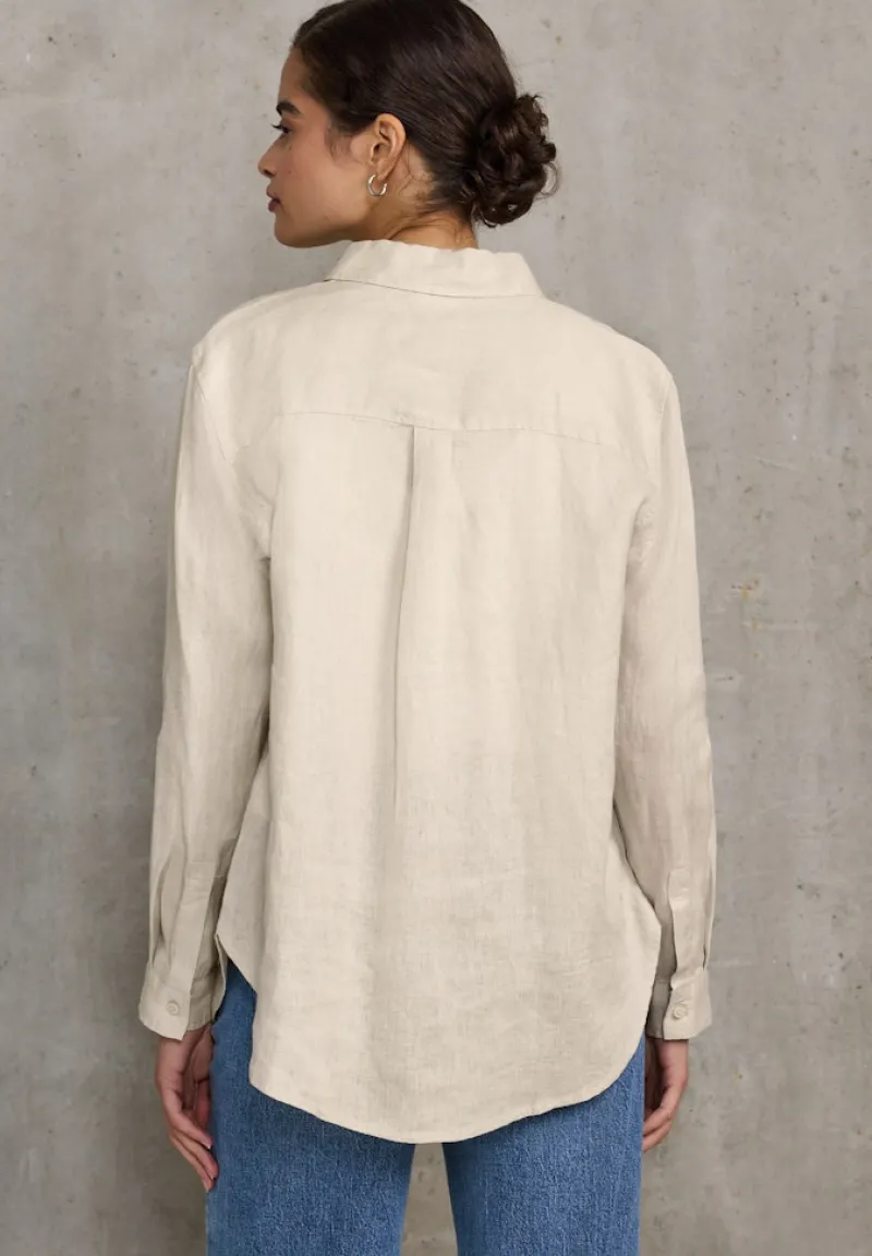 STREET ONE STUDIO Blusen*Leinen-Hemdbluse moonstone sand