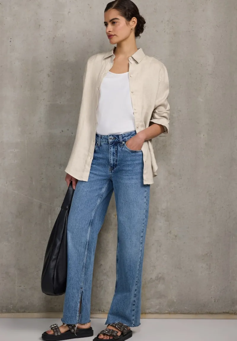 STREET ONE STUDIO Blusen*Leinen-Hemdbluse moonstone sand