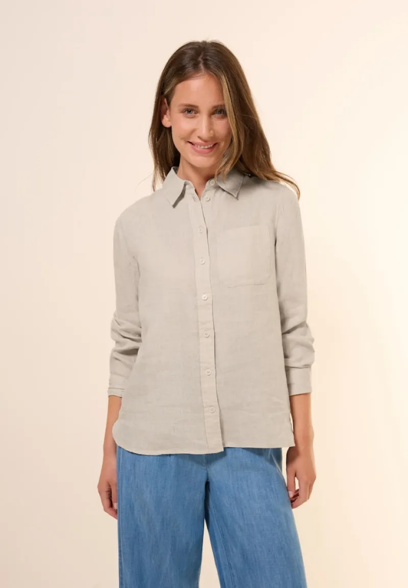Cecil Blusen*Leinen-Hemdbluse pumice beige