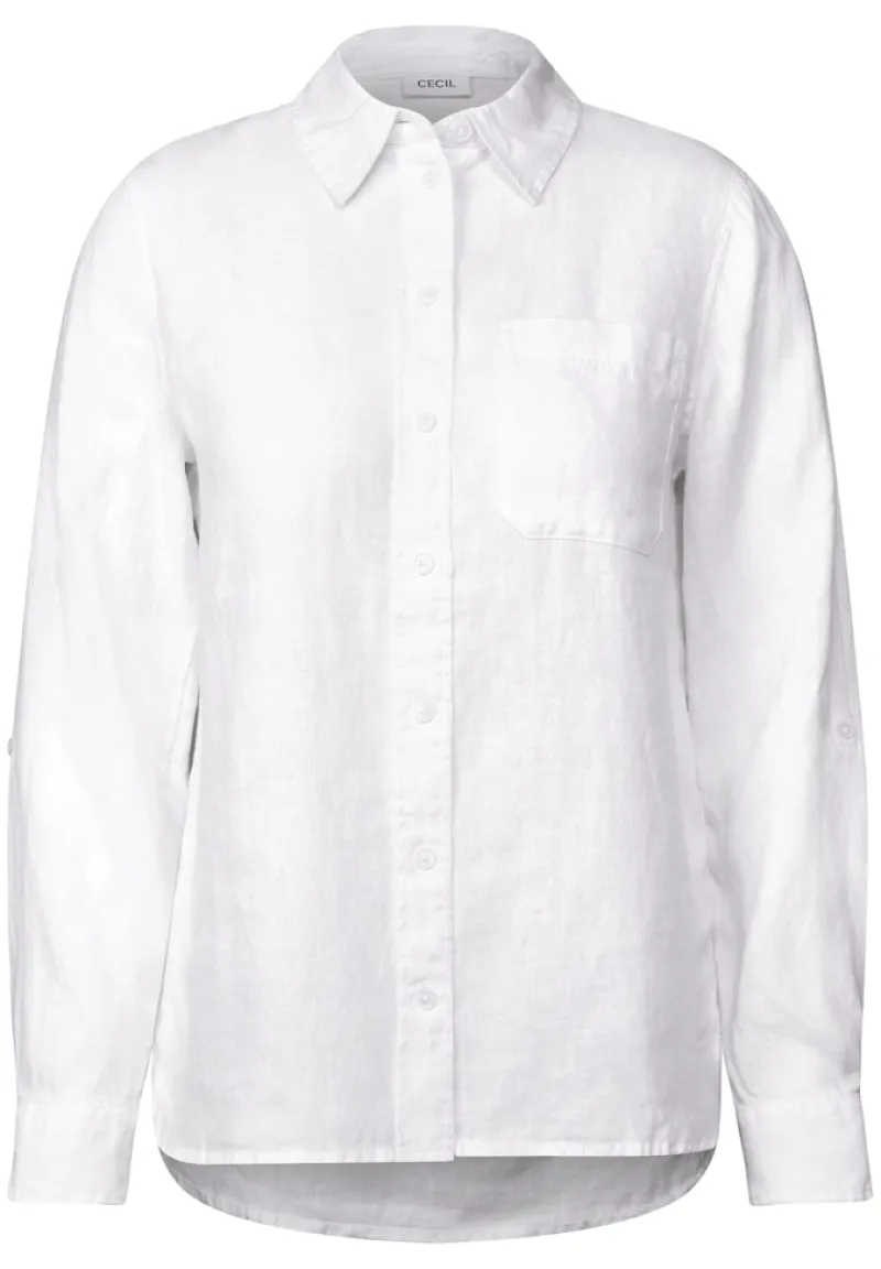 Cecil Blusen*Leinen-Hemdbluse white