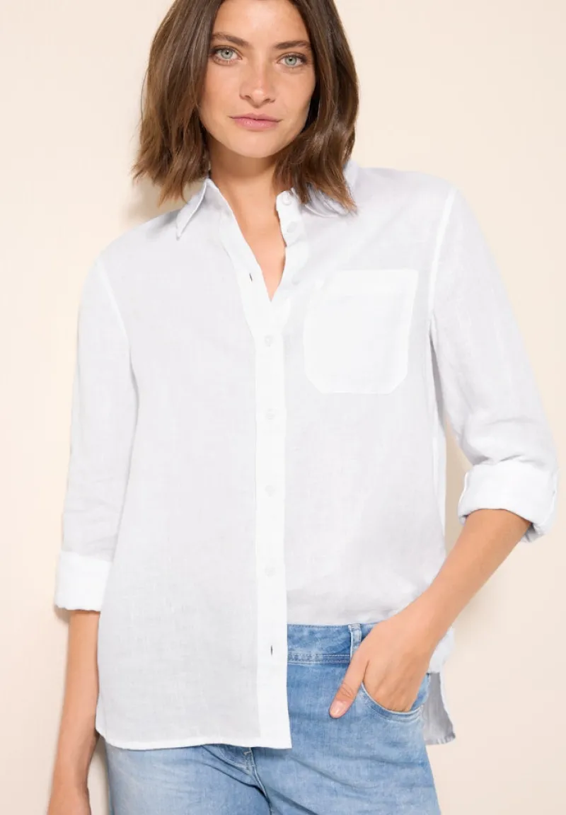 Cecil Blusen*Leinen-Hemdbluse white