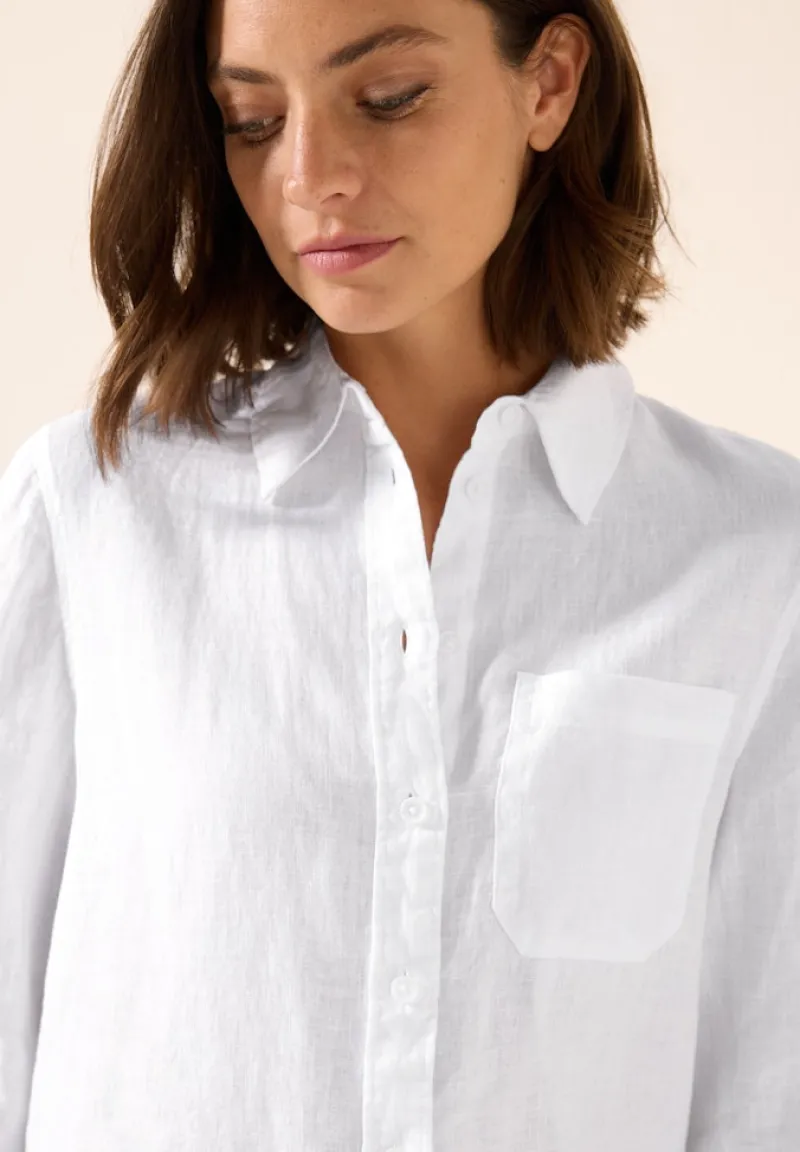 Cecil Blusen*Leinen-Hemdbluse white