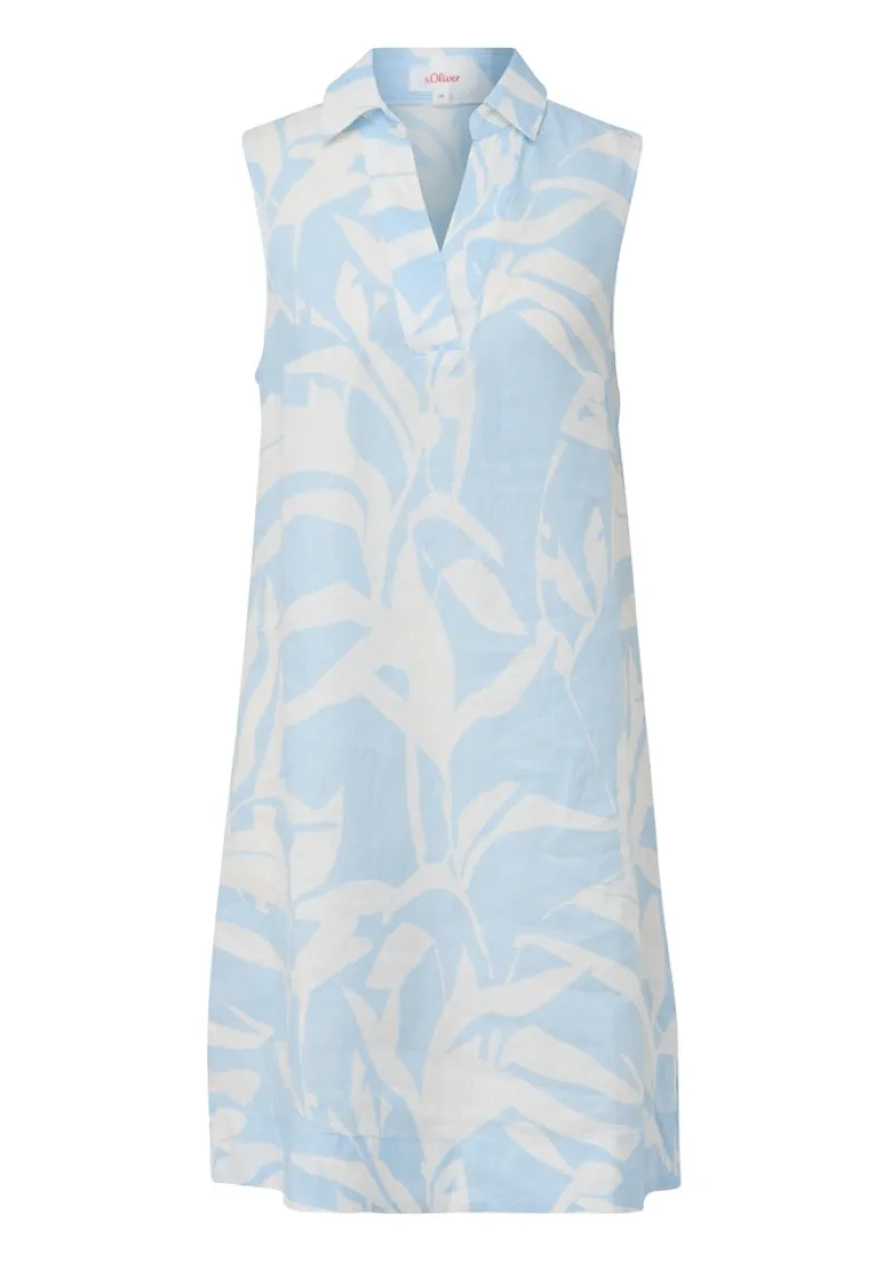 s.Oliver Kleider*Leinenkleid mit V-Ausschnitt creme , blau
