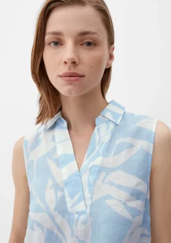 s.Oliver Kleider*Leinenkleid mit V-Ausschnitt creme , blau