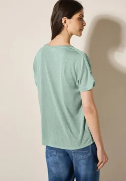 Cecil Shirts*Leinen-Look Glitzer-Shirt ice sage green