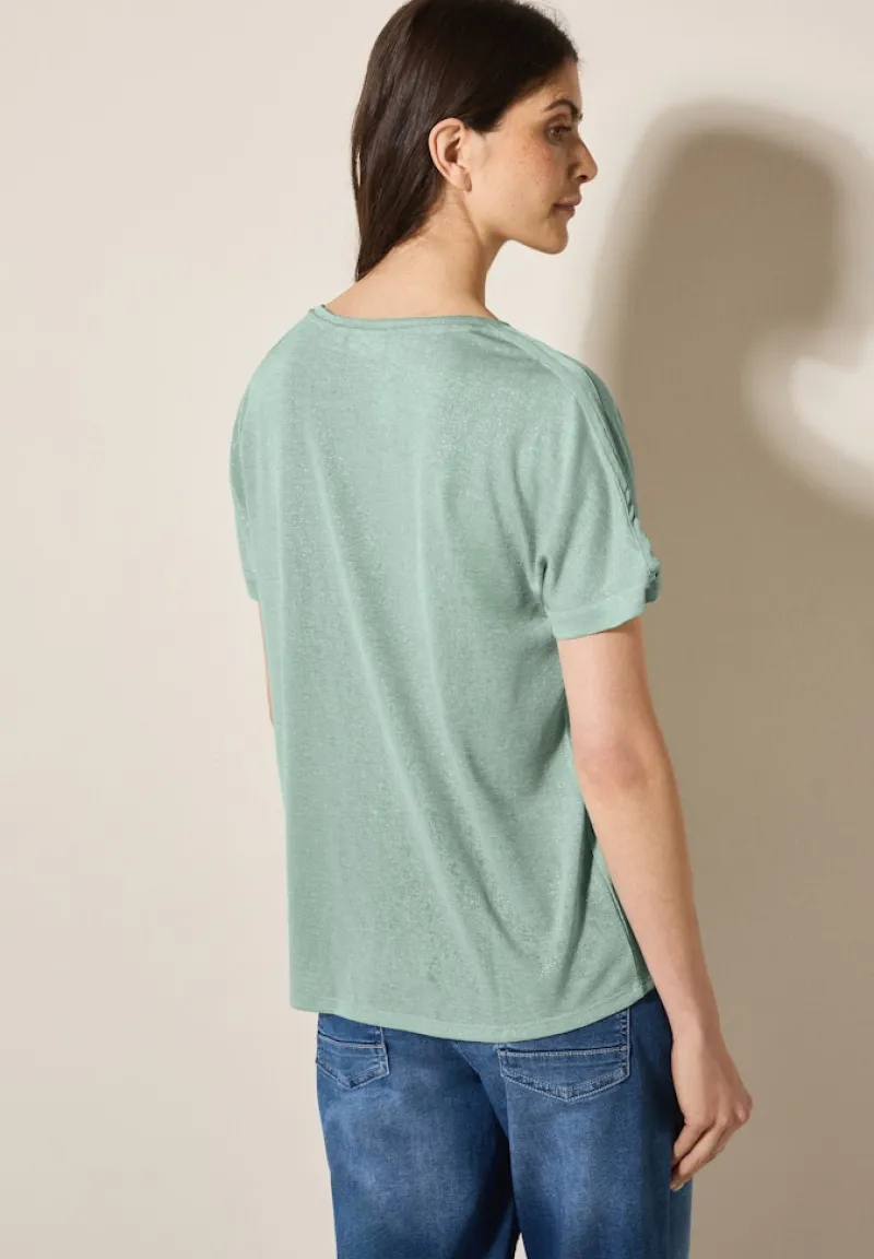 Cecil Shirts*Leinen-Look Glitzer-Shirt ice sage green