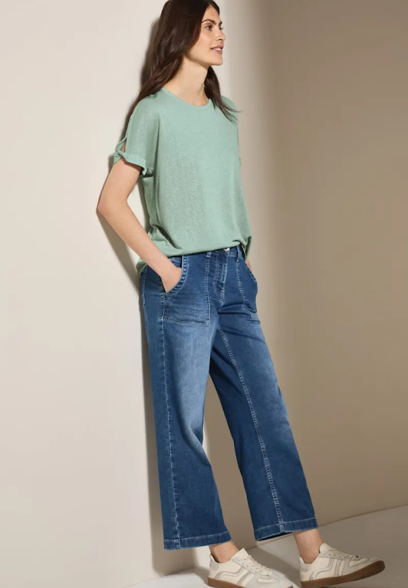 Cecil Shirts*Leinen-Look Glitzer-Shirt ice sage green