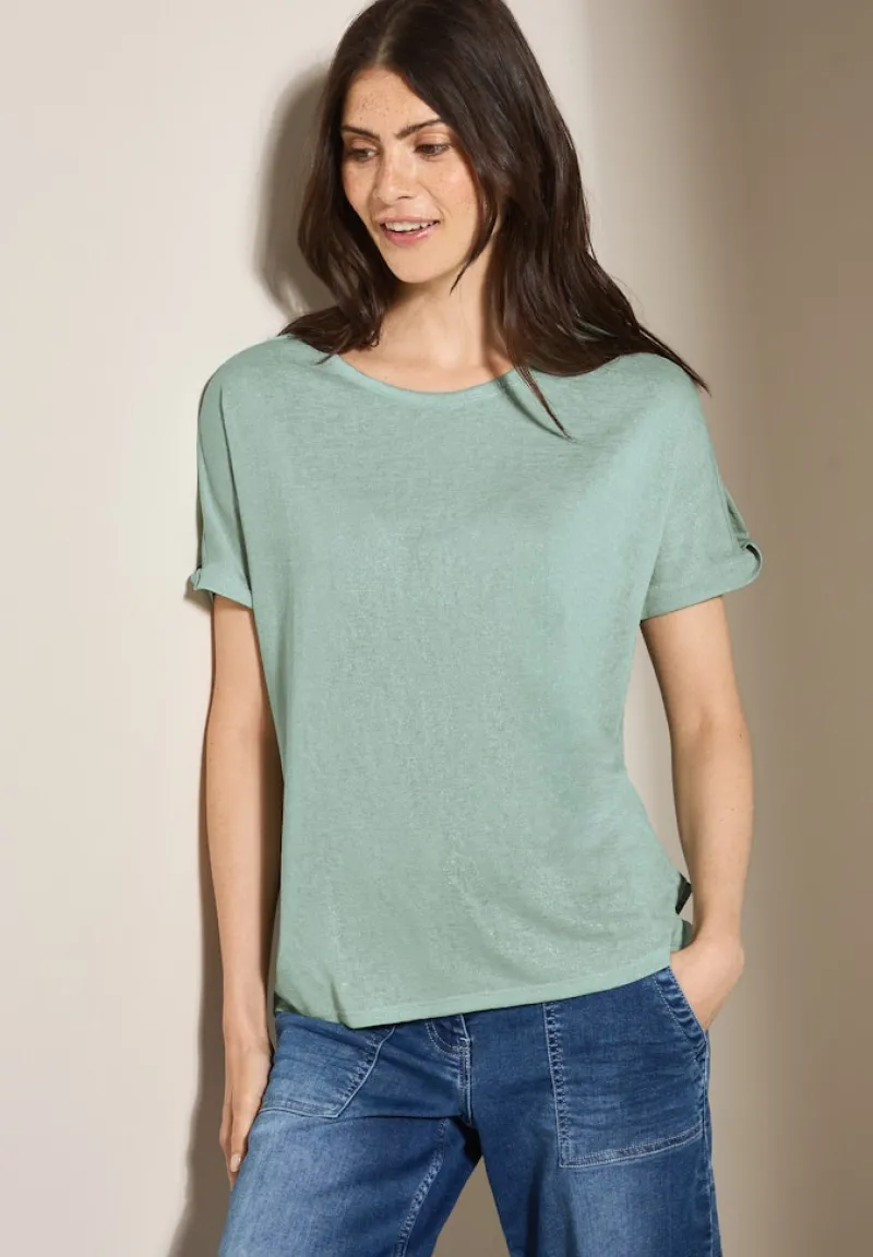Cecil Shirts*Leinen-Look Glitzer-Shirt ice sage green