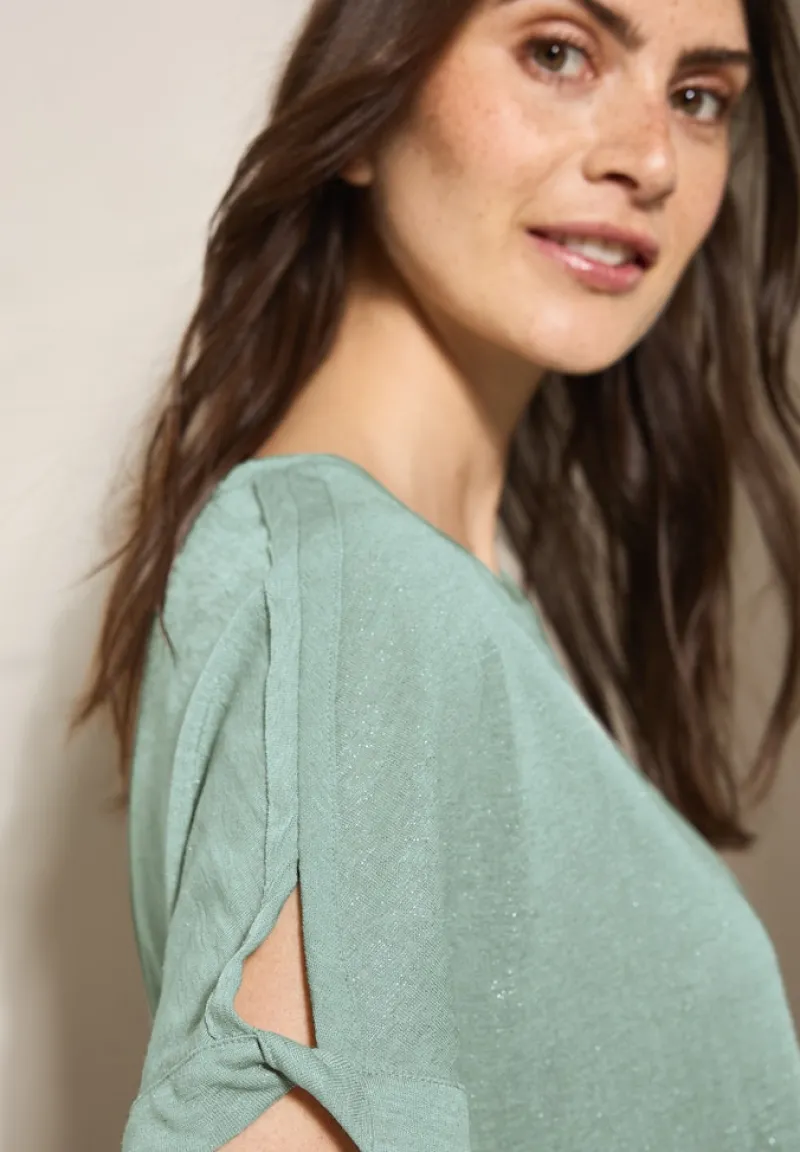 Cecil Shirts*Leinen-Look Glitzer-Shirt ice sage green