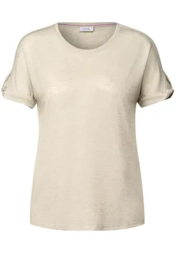 Cecil Shirts*Leinen-Look Glitzer-Shirt pumice beige