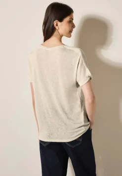 Cecil Shirts*Leinen-Look Glitzer-Shirt pumice beige