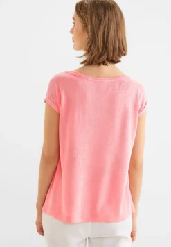 Street One Shirts*Leinenlook Partprint Shirt strong berry shake