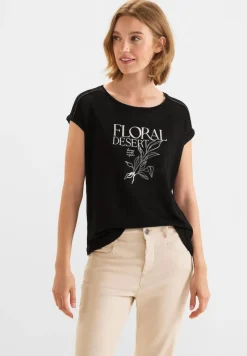 Street One Shirts*Leinenlook Partprint Shirt Black