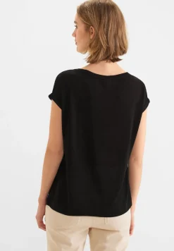 Street One Shirts*Leinenlook Partprint Shirt Black