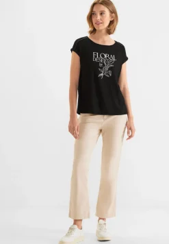 Street One Shirts*Leinenlook Partprint Shirt Black