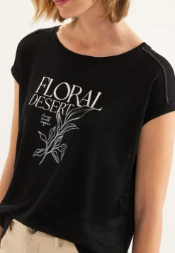 Street One Shirts*Leinenlook Partprint Shirt Black