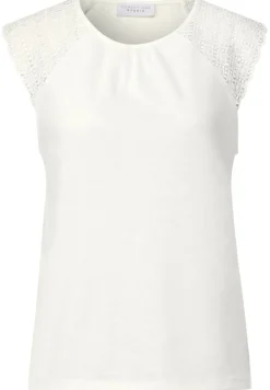 STREET ONE STUDIO Shirts*Leinen-Look Top mit Spitze off white