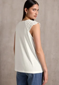 STREET ONE STUDIO Shirts*Leinen-Look Top mit Spitze off white