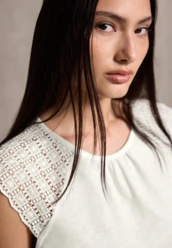 STREET ONE STUDIO Shirts*Leinen-Look Top mit Spitze off white