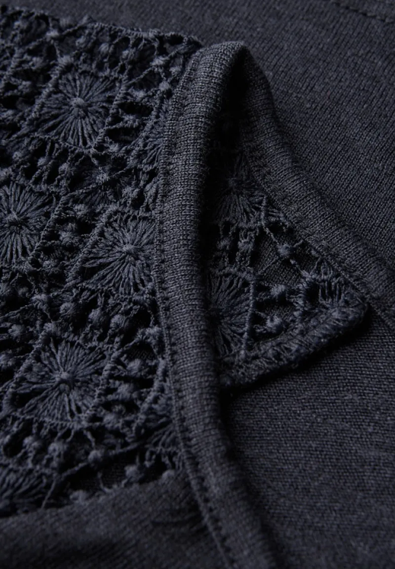 STREET ONE STUDIO Shirts*Leinen-Look Top mit Spitze dark void blue