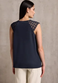 STREET ONE STUDIO Shirts*Leinen-Look Top mit Spitze dark void blue