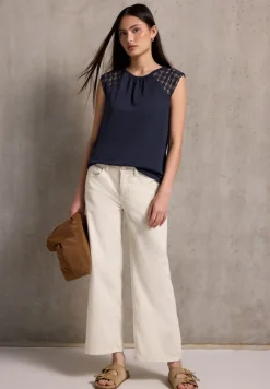 STREET ONE STUDIO Shirts*Leinen-Look Top mit Spitze dark void blue