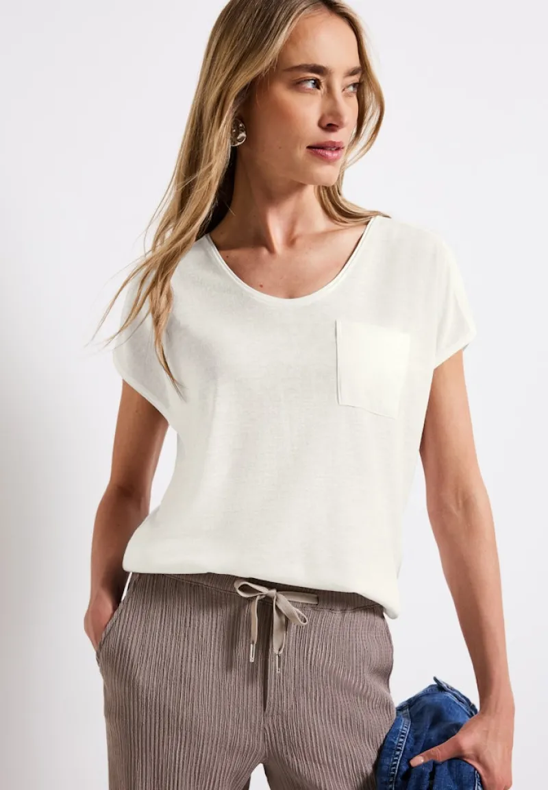 Street One Shirts*Leinen-Look T-Shirt off white