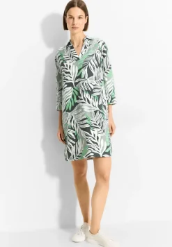 Cecil Kleider*Leinenmix Kleid mit Print soft salvia green