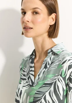 Cecil Kleider*Leinenmix Kleid mit Print soft salvia green