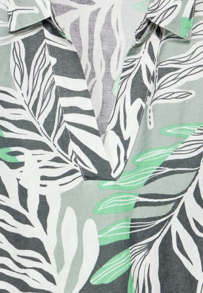 Cecil Kleider*Leinenmix Kleid mit Print soft salvia green
