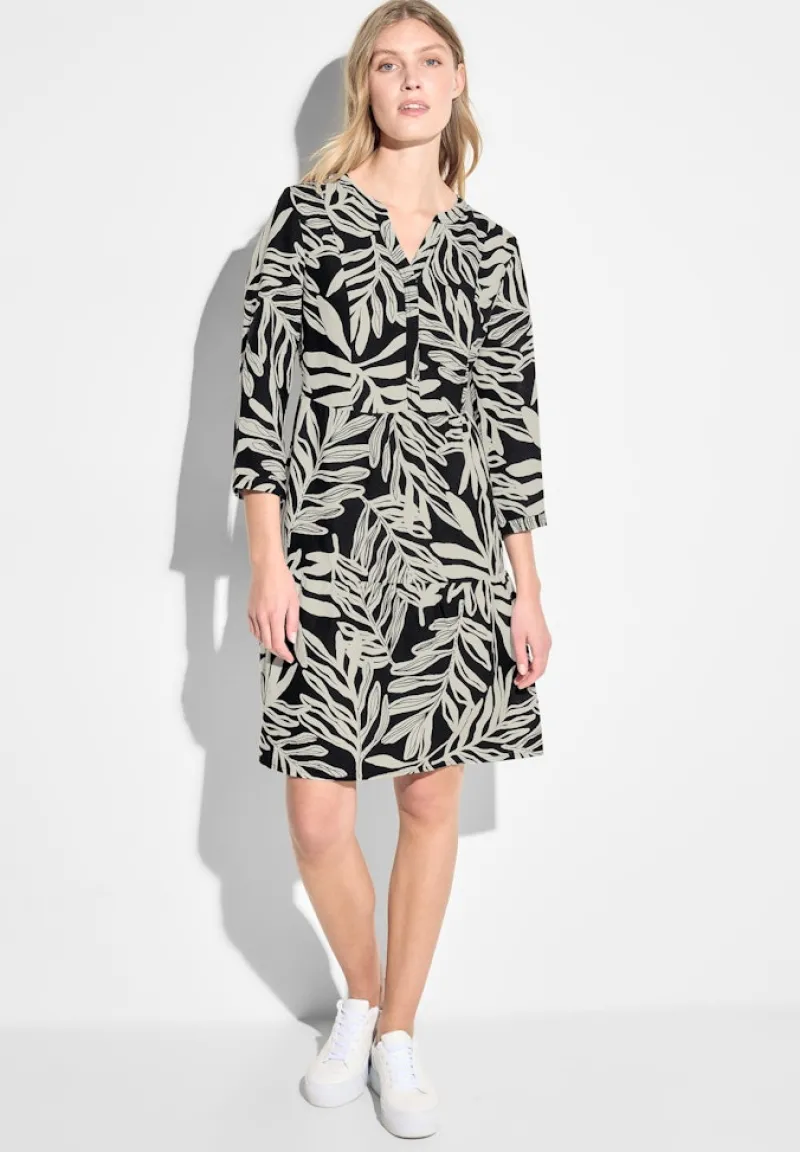 Cecil Kleider*Leinenmix Print Kleid Black