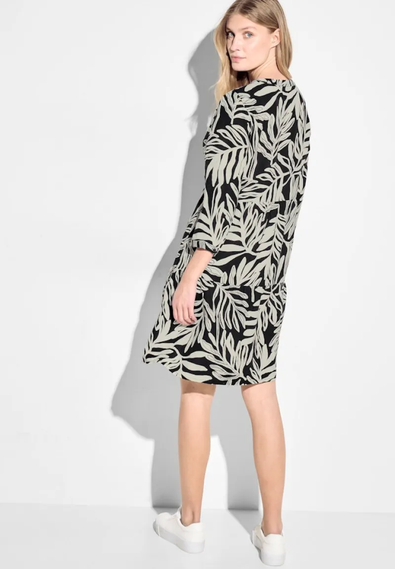 Cecil Kleider*Leinenmix Print Kleid Black