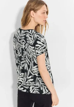 Cecil Shirts*Leinenmix T-Shirt Black