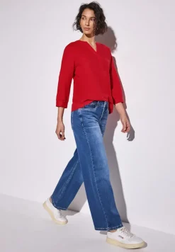 Street One Blusen*Leinenmix-Bluse in Unifarbe glory red