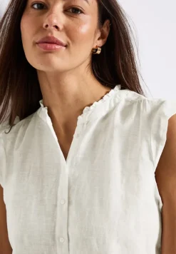 Street One Blusen*Leinenmix-Bluse mit Rüschen off white