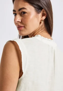 Street One Blusen*Leinenmix-Bluse mit Rüschen off white