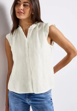 Street One Blusen*Leinenmix-Bluse mit Rüschen off white
