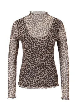 Zero Shirts*Leoshirt mit Stehkragen beigeblack