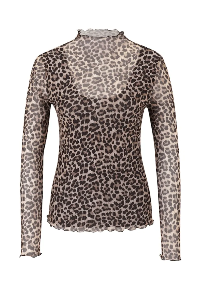 Zero Shirts*Leoshirt mit Stehkragen beigeblack