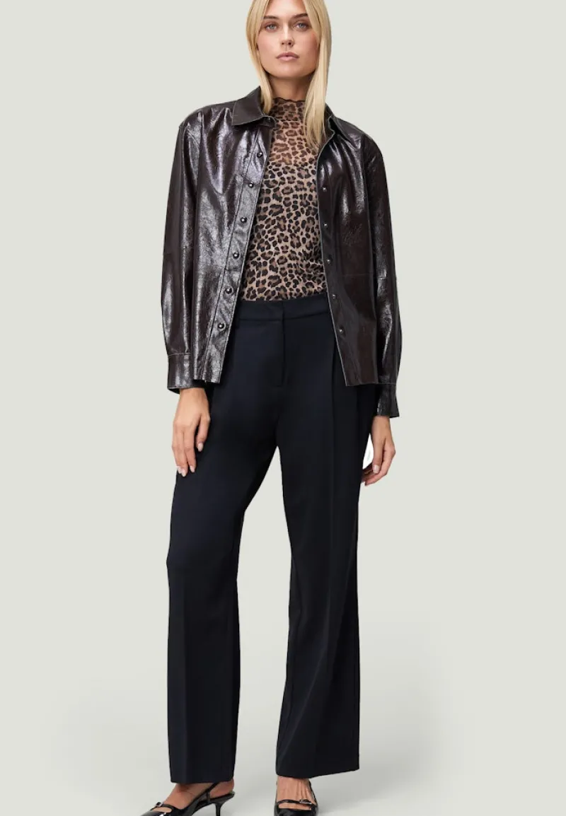 Zero Shirts*Leoshirt mit Stehkragen beigeblack