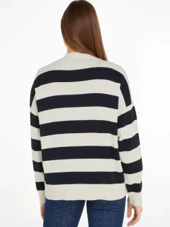 Tommy Hilfiger Pullover & Sweatshirts*LIGHTHOUSE STP BOXY V-NK CARDI light h stp- desert sky- ecru