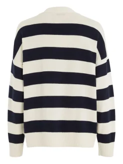 Tommy Hilfiger Pullover & Sweatshirts*LIGHTHOUSE STP BOXY V-NK CARDI light h stp- desert sky- ecru