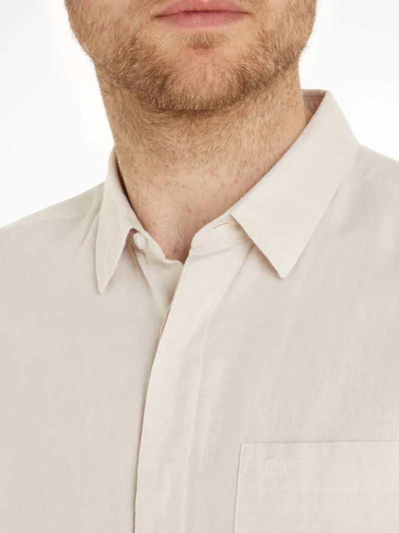 Calvin Klein Hemden|Big Boys*LINEN COTTON REGULAR SHIRT stony beige