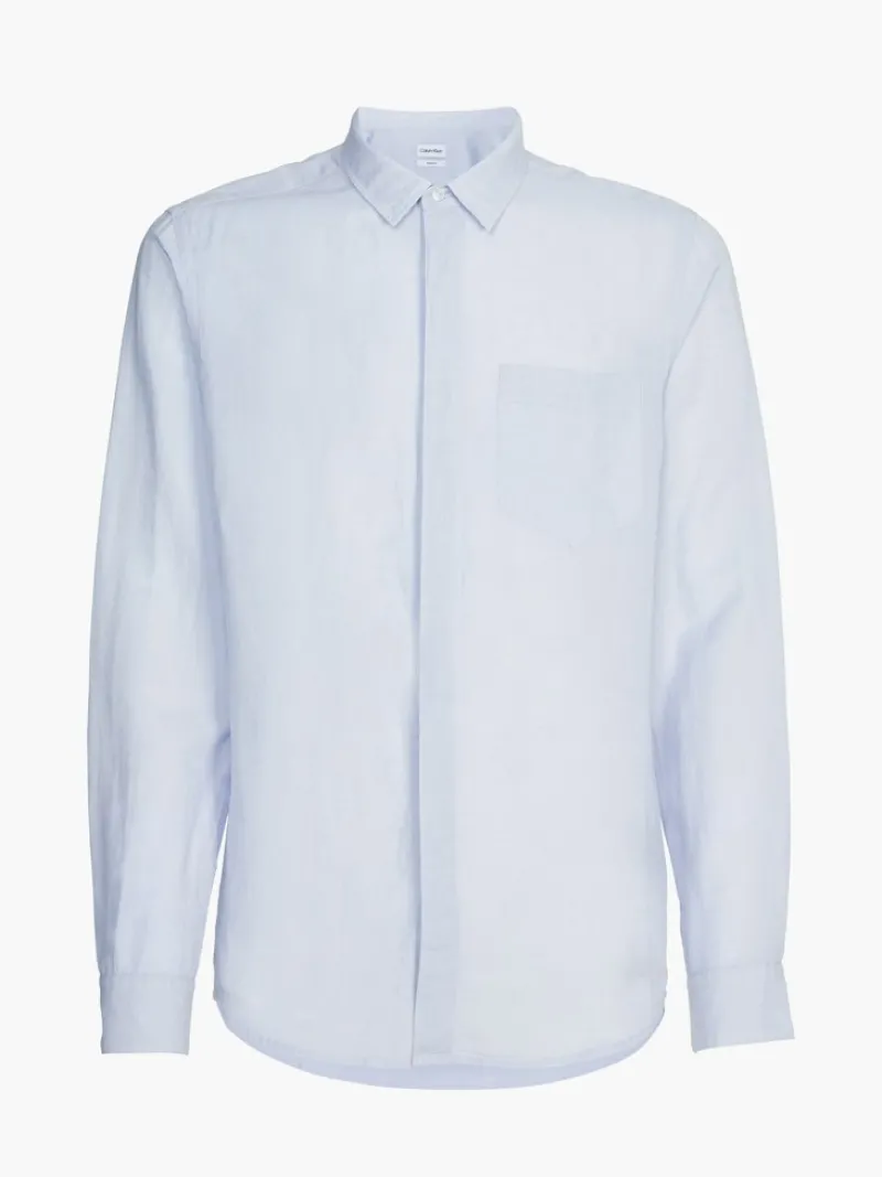 Calvin Klein Hemden|Big Boys*LINEN COTTON REGULAR SHIRT Light Blue