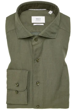 ETERNA Hemden|Big Boys*Linen Shirt Twill Langarm khaki