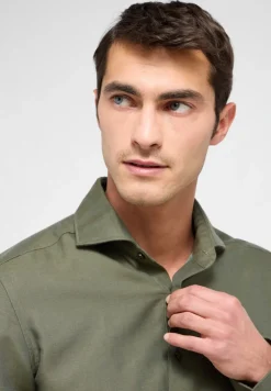 ETERNA Hemden|Big Boys*Linen Shirt Twill Langarm khaki