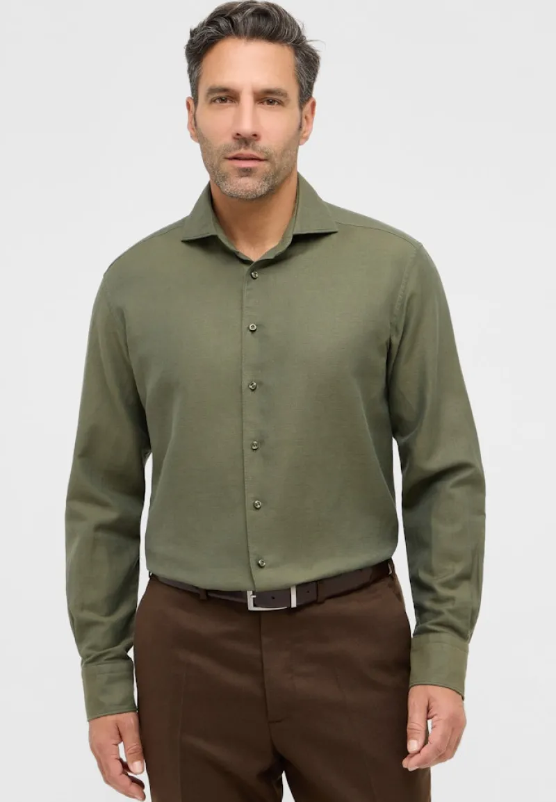 ETERNA Hemden|Big Boys*Linen Shirt Twill Langarm khaki